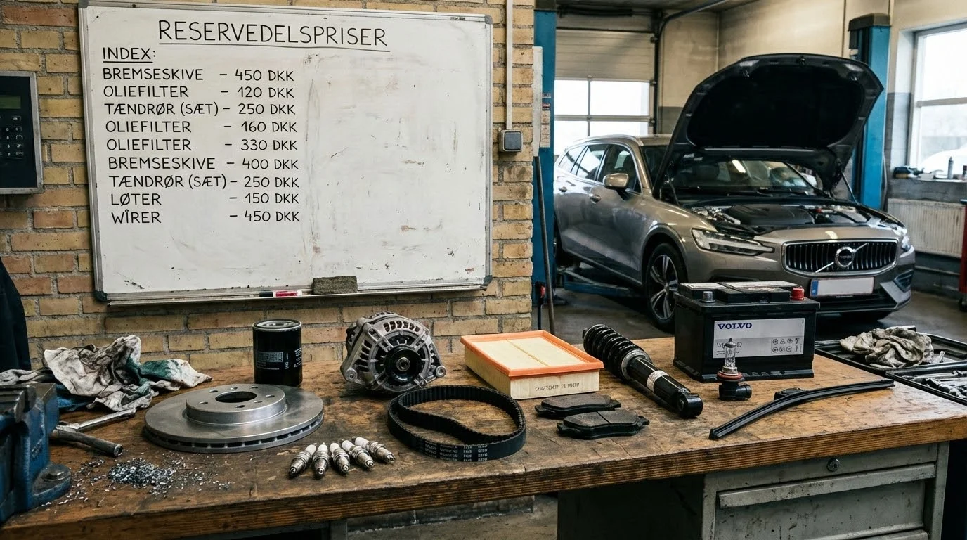 Reservedelspris-indeks 2026: Så dyre er delene til de mest solgte biler i Danmark